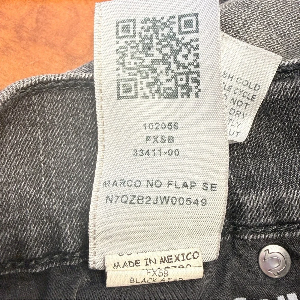 Marco No Flap SE True Religion Washed Gray Pocket-Embroidered sz 30